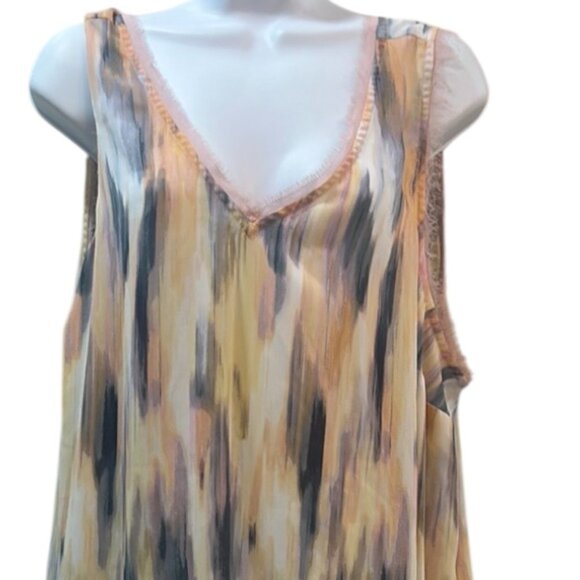 Torrid 2X Georgette Tank Top | Stripe White | Chiffon Trim | Plus Size 2X - Picture 6 of 16